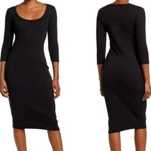 JAMES PERSE HUNTER GREEN RIB DRESS - long sleeves